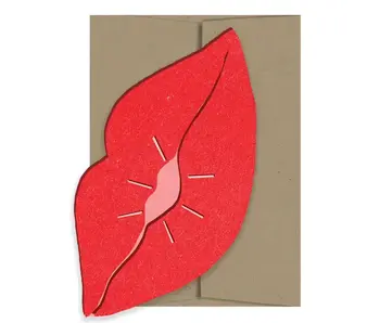 Bisous Lips Die Cut Card