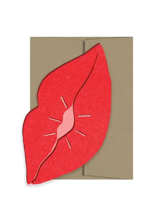 Bisous Lips Die Cut Card