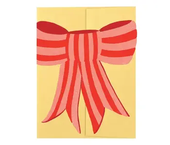 Pink Stripy Bow - Die Cut Card
