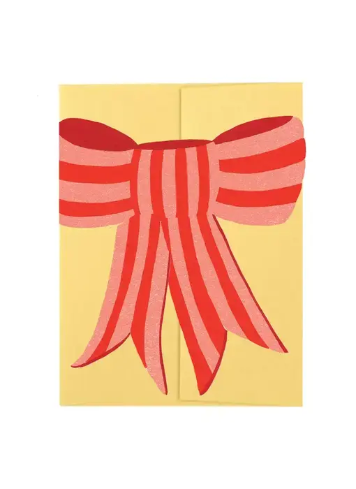 Pink Stripy Bow - Die Cut Card