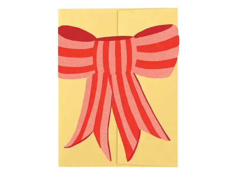 Isatopia Pink Stripy Bow - Die Cut Card