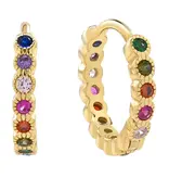 Ofina Jewelry Bezel CZ Colorful Huggies - Sterling Silver