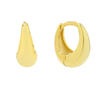 Elongated Nugget Huggies - Sterling Silver