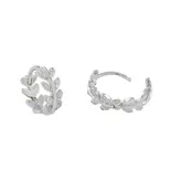 Ofina Jewelry CZ Leaves Huggies - Sterling Silver
