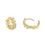 Ofina Jewelry CZ Leaves Huggies - Gold Vermeil