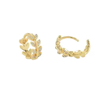 CZ Leaves Huggies - Gold Vermeil