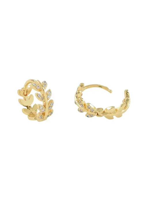 CZ Leaves Huggies - Gold Vermeil