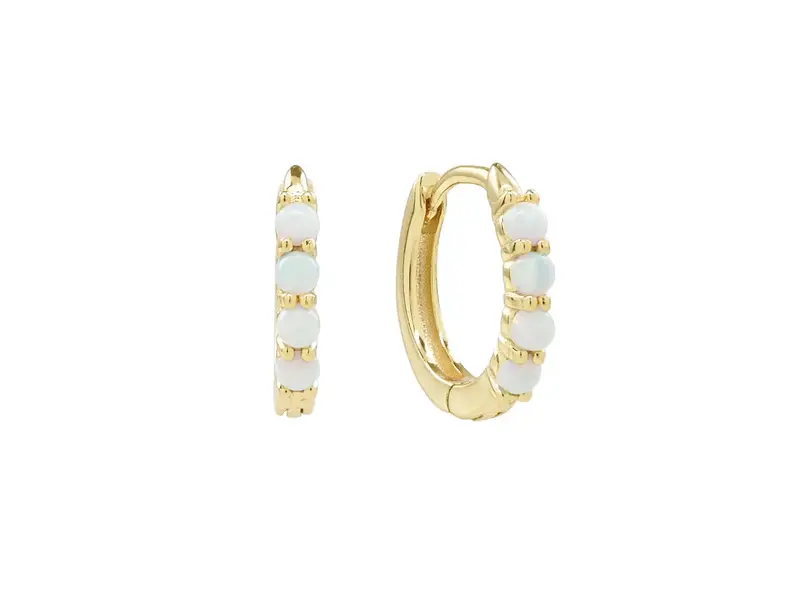 Ofina Jewelry Opal Huggies - Gold Vermeil