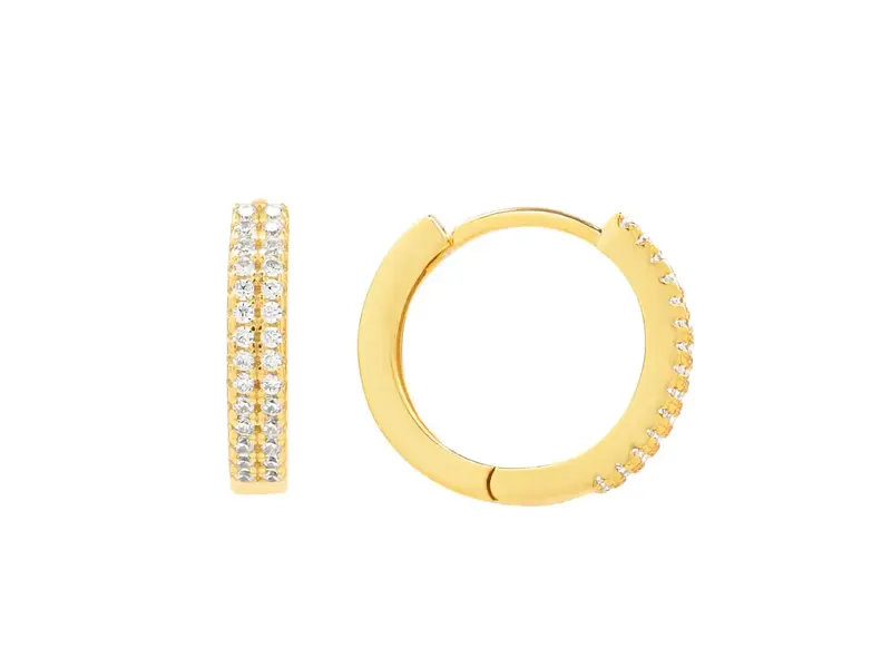 Ofina Jewelry Large Double Row CZ Huggies - Gold Vermeil