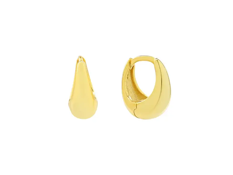 Ofina Jewelry Medium Elongated Nugget Huggies - Gold Vermeil