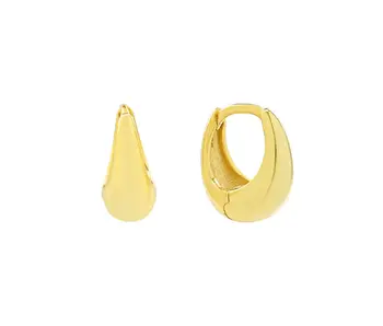 Medium Elongated Nugget Huggies - Sterling Silver