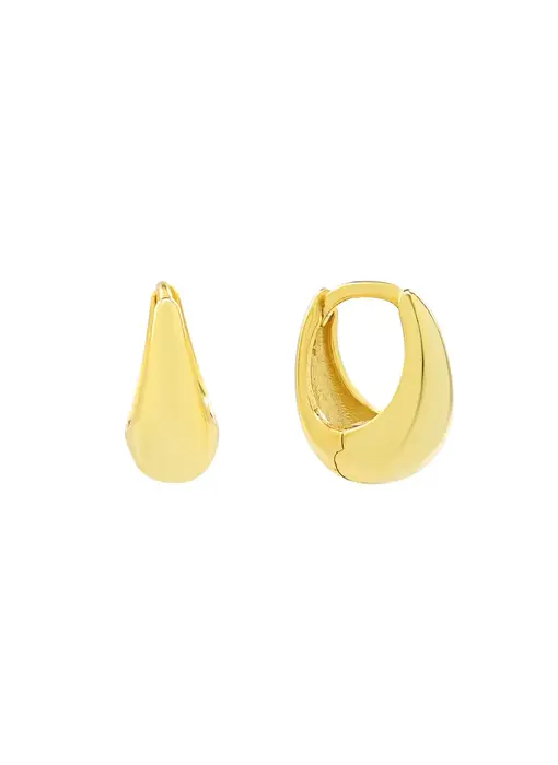 Medium Elongated Nugget Huggies - Sterling Silver