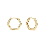 Ofina Jewelry Hexagon Huggies - Gold Vermeil