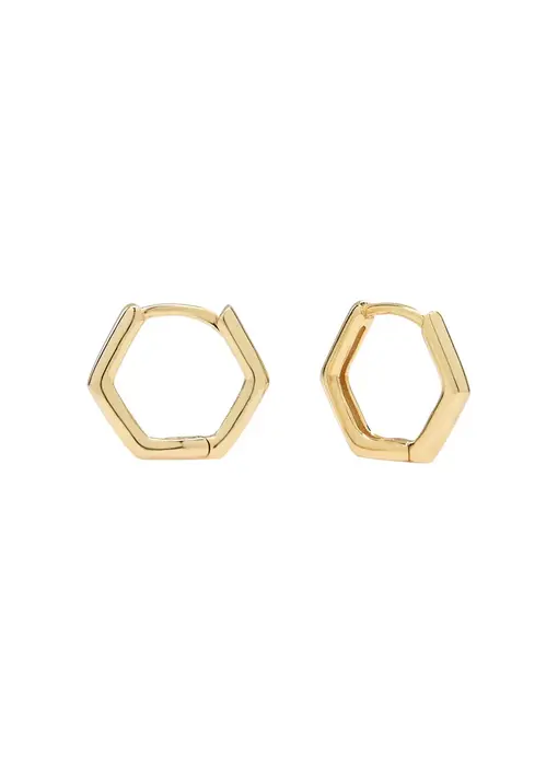 Hexagon Huggies - Gold Vermeil