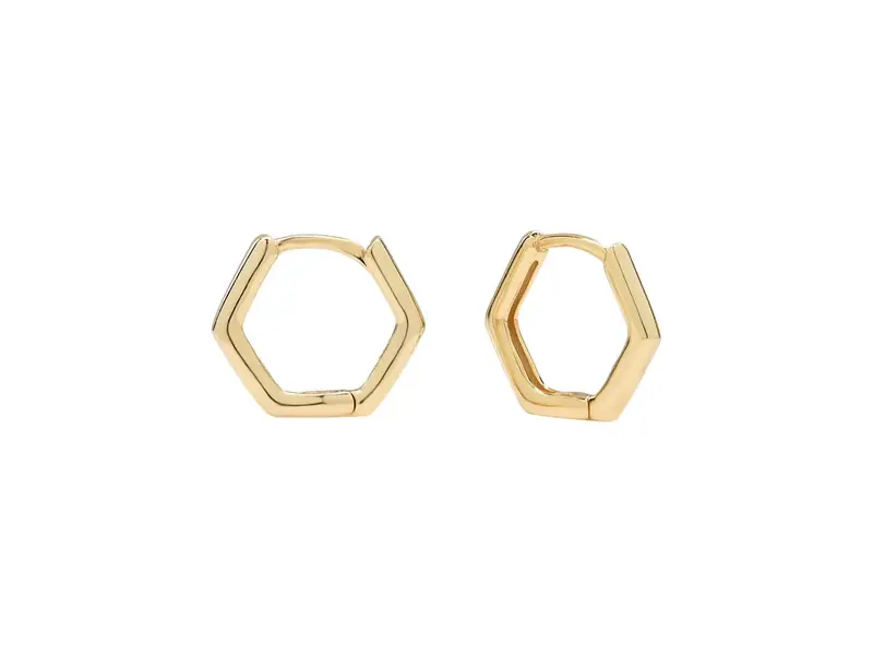 Ofina Jewelry Hexagon Huggies - Gold Vermeil