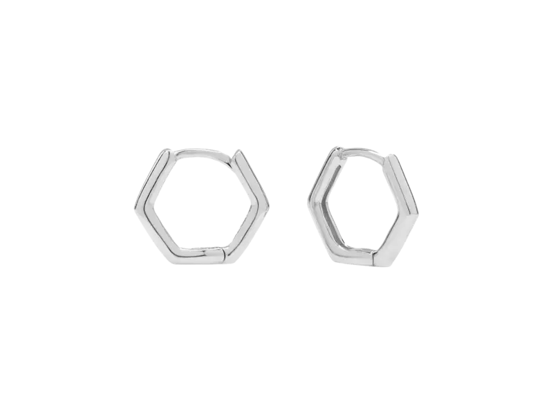 Ofina Jewelry Hexagon Huggies - Sterling Silver