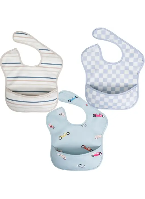 Sleeveless (3-pc) Smock Bib Set For Baby & Toddler (Cars)