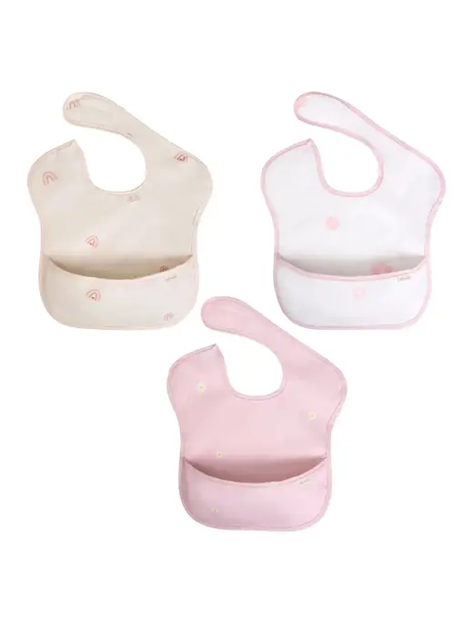Sleeveless (3-pc) Smock Bib Set For Baby & Toddler (Flowers)