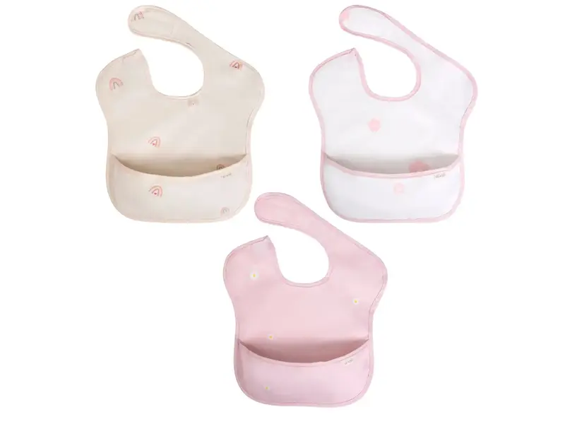 Ali + Oli Sleeveless (3-pc) Smock Bib Set For Baby & Toddler (Flowers)