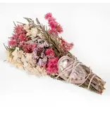 Andaluca Pink & White Floral Smudge Wand with Shell
