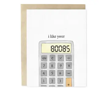 I Like Your Boobs Calculator Hand-Illustrated Greeting Card