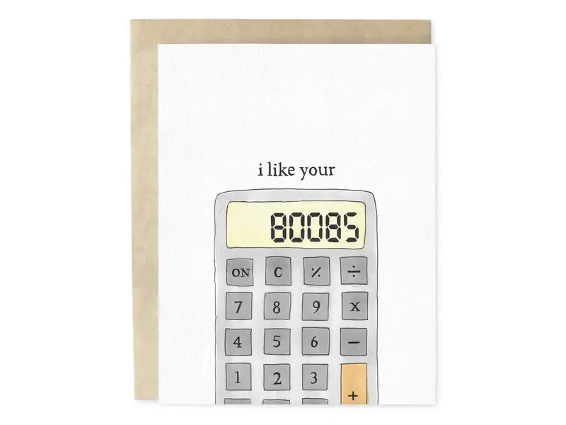 Skribbles I Like Your Boobs Calculator Hand-Illustrated Greeting Card