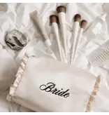 xo, Fetti Embroidered Bride Satin Cosmetic Bag | Bridal, Ruffle, Gift