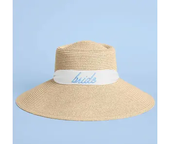 Embroidered Bride Straw Hat | Coastal, Beach, Bridal