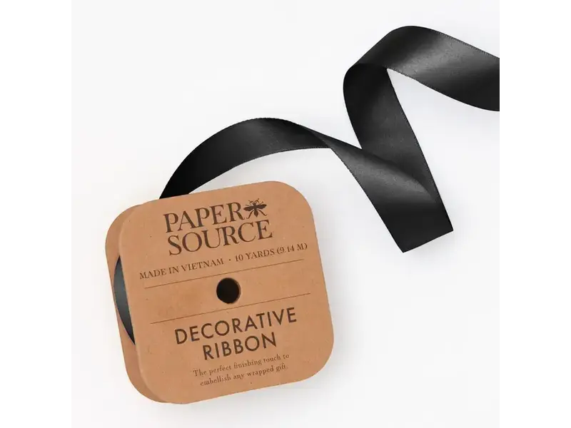 Paper Source Satin Ribbon 1" Width  Black
