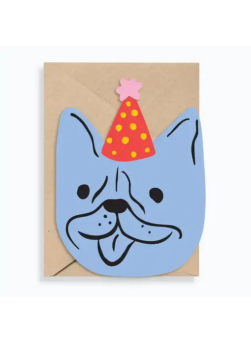 Die Cut Party Hat Dog Birthday Card
