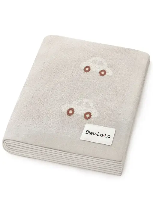 100% Luxury Cotton Receiving Swaddle Baby Blanket - Cars Oat