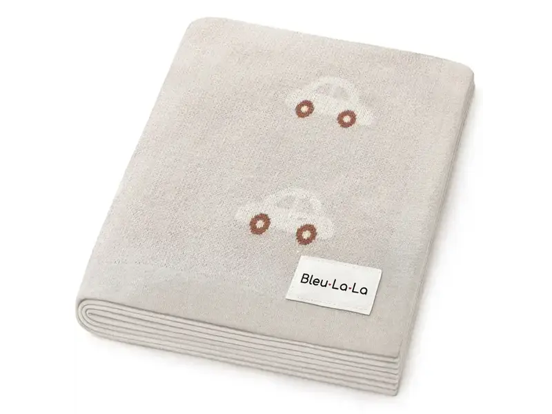 Bleu La La 100% Luxury Cotton Receiving Swaddle Baby Blanket - Cars Oat