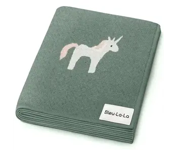 100% Luxury Cotton Swaddle Receiving Baby Blanket - Unicorn Sage