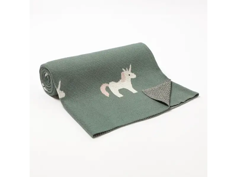 Bleu La La 100% Luxury Cotton Swaddle Receiving Baby Blanket - Unicorn Sage