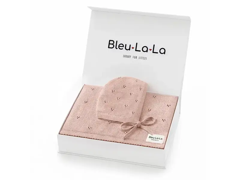 Bleu La La 100% Organic Cotton Luxury Organic Blanket + Hat Gift Set - Ballet Slippers