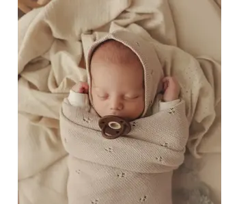 100% Organic Cotton Luxury Organic Blanket + Hat Gift Set - Oatmeal