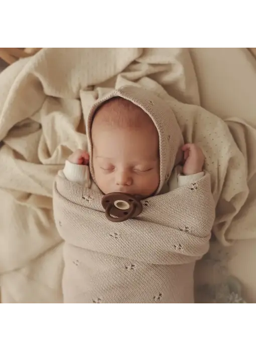 100% Organic Cotton Luxury Organic Blanket + Hat Gift Set - Oatmeal