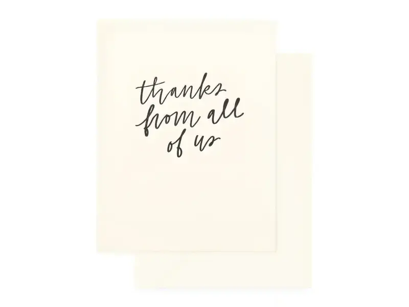 Sugar Paper Thanks from All of Us | Letterpress Thank You Card