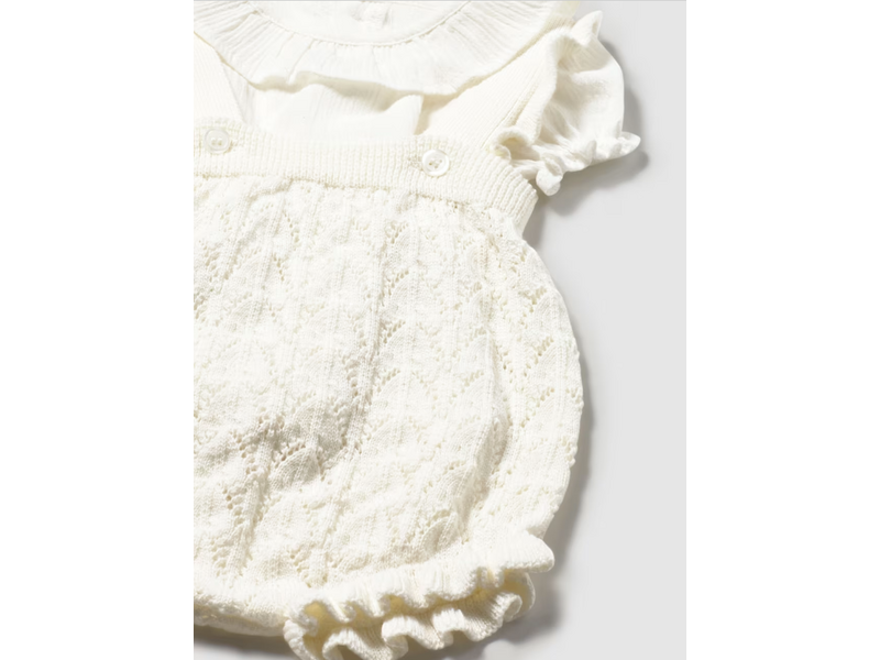 Mayoral Knit Dungaree and Blouse Set Ceramic