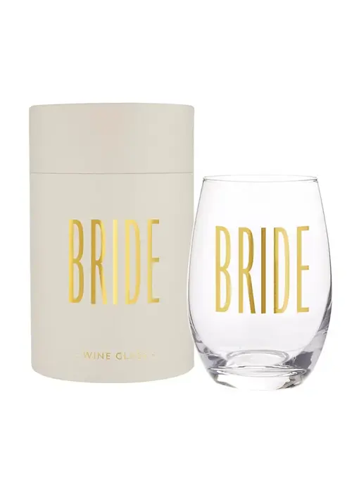 Gold Foil Stemless Wine Glass - Bride
