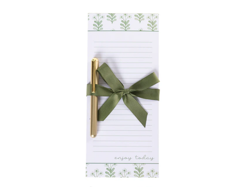 Graphique De France Green Floral Magnetic Notepad with Pen