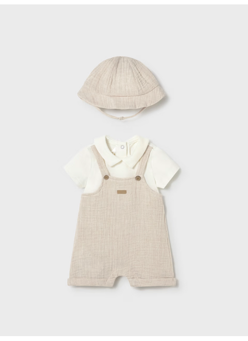 Overall Romper with Hat Set - Wheat