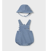 Mayoral Short Overall with Hat Set - Light Denim