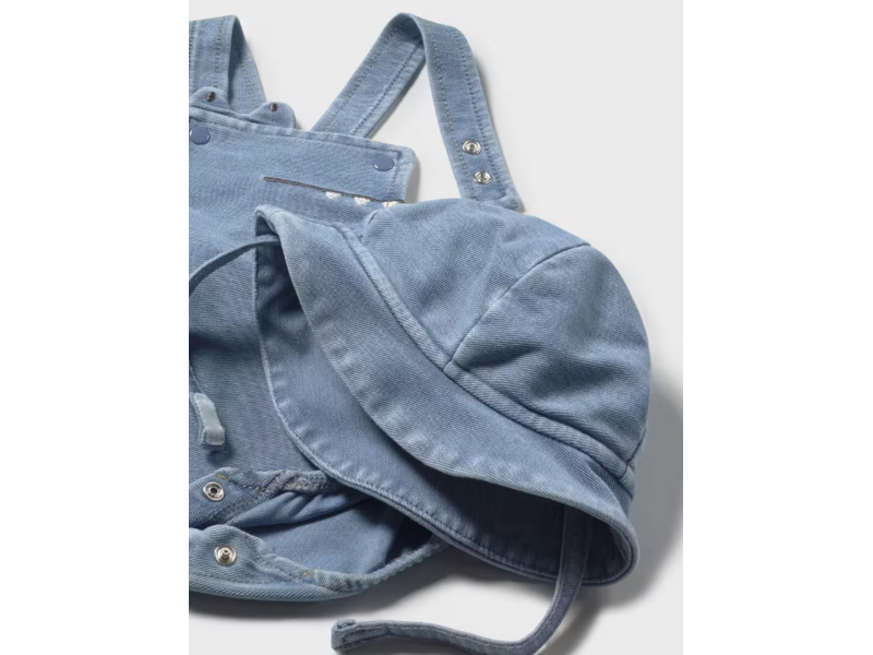 Mayoral Short Overall with Hat Set - Light Denim