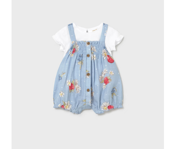 Strawberry Overall and T-shirt Set - Lagoon