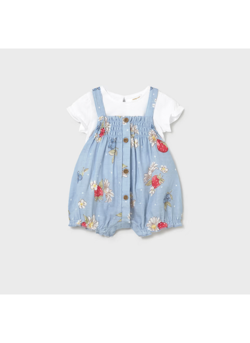 Strawberry Overall and T-shirt Set - Lagoon