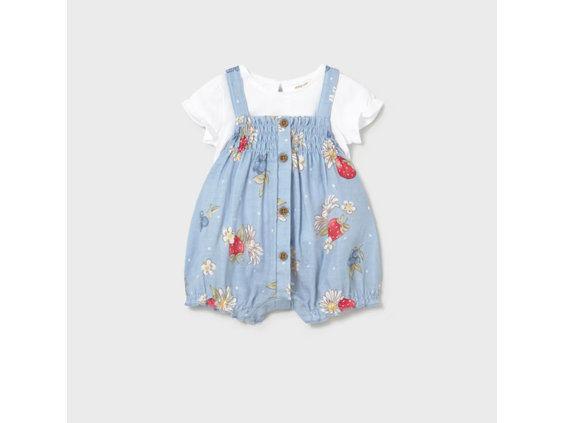 Mayoral Strawberry Overall and T-shirt Set - Lagoon