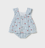 Mayoral Strawberry Gingham Dress with Bloomers - Lagoon