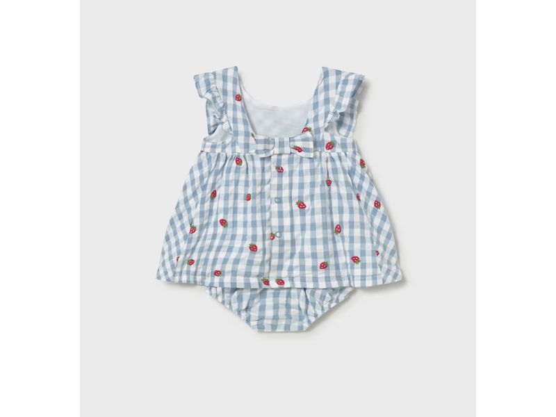 Mayoral Strawberry Gingham Dress with Bloomers - Lagoon