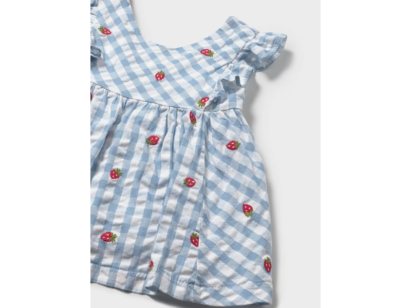 Mayoral Strawberry Gingham Dress with Bloomers - Lagoon